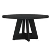 Hivvago Modern Farmhouse 47-inch Round Kitchen Dining Table In Black Wood Finish In Black