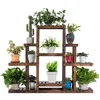 Hivvago Modern Farmhouse 6-tier Wooden Bookcase Plant Stand Shelving Unit In Brown