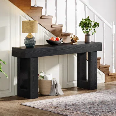 Hivvago Modern Farmhouse 63-inch Narrow Entryway Console Sofa Table In Black Wood Finish