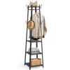 Hivvago Modern Farmhouse Black Metal Coat Rack Entryway Hall Tree With Grey Wood Shelves In Black