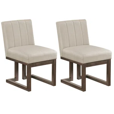 Hivvago Modern Farmhouse Fabric Dining Chairs Set Of 2 With 5.5" Thickened Padded Seat