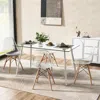 Hivvago Modern Glass Rectangular Dining Table With Metal Legs-silver