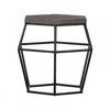 Hivvago Modern Gray Concrete And Black Metal Hexagonal End Table In Brown