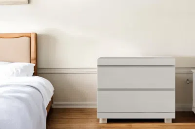 Hivvago Modern Gray Woodgrain Finish 2 Drawer Nightstand