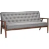Hivvago Modern Grey Button-tufted Upholstered Sofa With Dark Walnut Wood Finish Frame In Gray