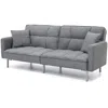 Hivvago Modern Grey Linen Split-back Futon Sofa Bed Couch In Gray
