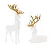 Hivvago Modern Holiday Deer With Gold Antler Accent (set Of 2) In White