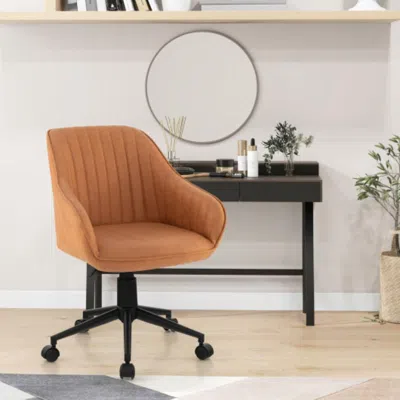 Hivvago Modern Home Office Chair With Curved Backrest And Comfortable Armrests-brown
