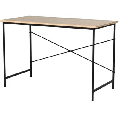 Hivvago Modern Home Office Computer Desk Table With Black Metal Frame Wood Top In Oak In Neutral