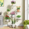 Hivvago Modern Indoor Multi-tier Plant Stand With Metal Frame And Wood Shelves