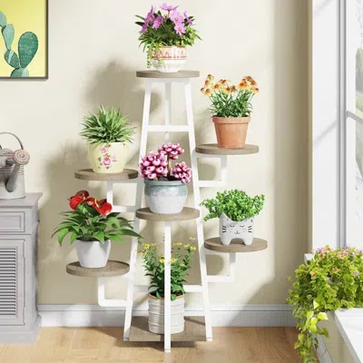 Hivvago Modern Indoor Multi-tier Plant Stand With Metal Frame And Wood Shelves