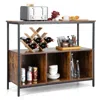 Hivvago Modern Kitchen Buffet Sideboard With 3 Compartments-rustic Brown