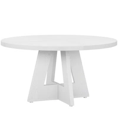 Hivvago Modern Kitchen Round Circular Dining Table In White Wood Finish