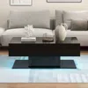 Hivvago Modern Led Coffee Table With 20 Color Led Lights And 2 Storage Drawers-black