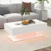 Hivvago Modern Led Coffee Table With 20 Color Led Lights And 2 Storage Drawers-white