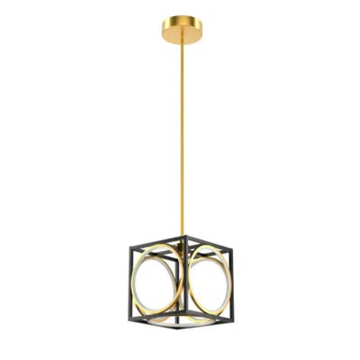 Hivvago Modern Led Pendant Light With 42 Inches Adjustable Suspender-black In Gold