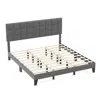 Hivvago Modern Linen Bed Frame With Adjustable Headboard-gray In Gray