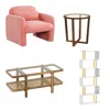 Hivvago Modern Living Room Furniture Set (bookcase + Coffee Table + End Table + Accent Chair) In Multi
