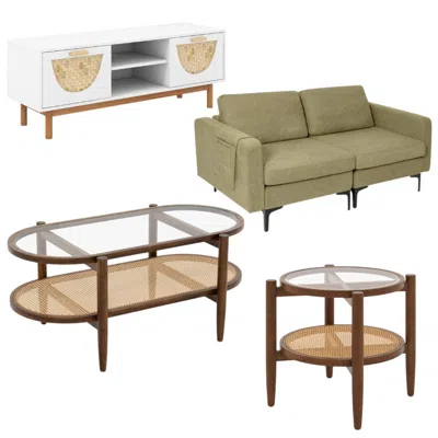 Hivvago Modern Living Room Furniture Set: Tv Stand + Sofa + Coffee Table + Side Table In Multi