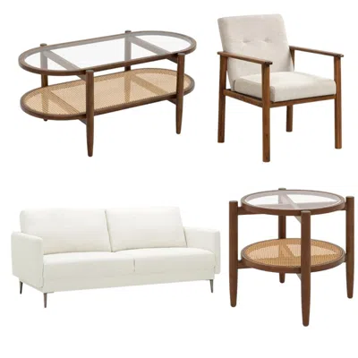 Hivvago Modern Living Room Set: Loveseat Armchair Side Table & Coffee Table