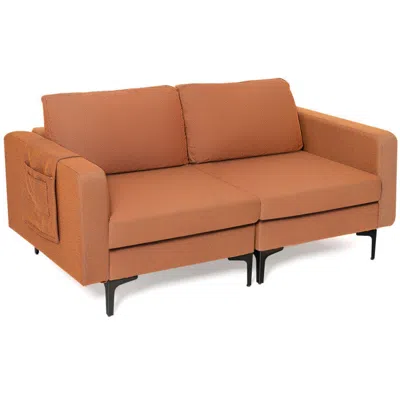 Hivvago Modern Loveseat Sofa Couch With Side Storage Pocket And Sponged Padded Seat Cushions