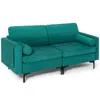 Hivvago Modern Loveseat Sofa With 2 Bolsters And Side Storage Pocket In Green