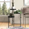 Hivvago Modern Metal 3-tier Flower Pot Plant Stand In Black