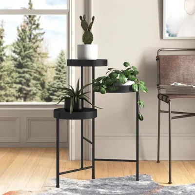 Hivvago Modern Metal 3-tier Flower Pot Plant Stand In Black