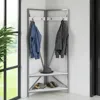 Hivvago Modern Metal Hall Tree Coat Rack Shoe Storage Bench With White Seat And Shelf In Multi