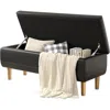 Hivvago Modern Mid-century Black Faux Leather End Of Bed Storage Bench Ottoman In Black