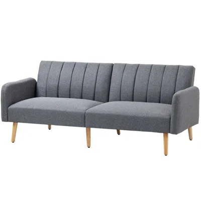 Hivvago Modern Mid-century Light Gray Linen-touch Polyester Futon Sleeper Sofa Bed