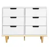 Hivvago Modern Mid-century Style 6-drawer Double Dresser In White Natural Wood Finish In White