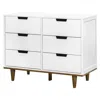Hivvago Modern Mid-century Style 6-drawer Double Dresser In White Walnut Wood Finish In White