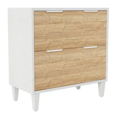 Hivvago Modern Natural/white Wood 2 Drawer Filing Cabinet Printer Stand