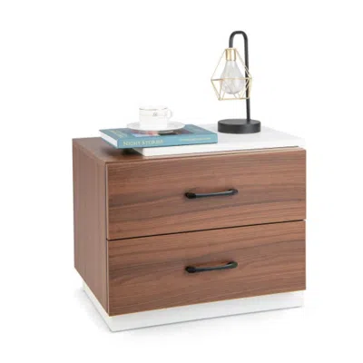 Hivvago Modern Nightstand With 2 Drawers For Bedroom Living Room-brown