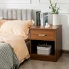 Hivvago Modern Nightstand With Storage Drawer And Cabinet-brown