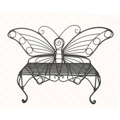 Hivvago Modern Outdoor Butterfly Garden Bench In Black Metal Finish In Metallic
