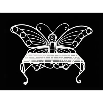 Hivvago Modern Outdoor Butterfly Garden Bench In White Metal Finish In Black