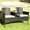 Hivvago Modern Patio Conversation Set With Built-in Coffee Table And Cushions -turquoise
