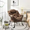 Hivvago Modern Polyester Fabric Lazy Chair With Steel Frame And Side Pocket-brown