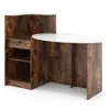 Hivvago Modern Reception Desk Front Counter Desk With Oval Tabletop-rustic Brown