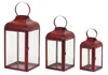 Hivvago Modern Red Metal Lantern (set Of 3) In Red
