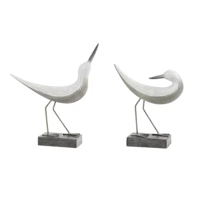 Hivvago Modern Sea Bird Figurine (set Of 2) In White