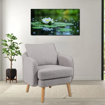 Hivvago Modern Sherpa Upholstered Accent Chair With Soft Seat Cushion For Living Room In Gray