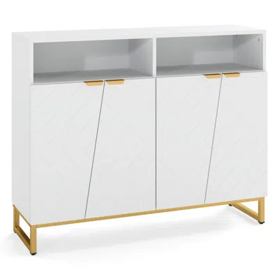 Hivvago Modern Sideboard Cabinet With 4 Doors And Adjustable Shelves In White