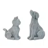 Hivvago Modern Sitting Dog And Cat Statue (set Of 2) In Gray