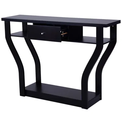 Hivvago Modern Sofa Accent Table With Drawer In Black