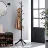 Hivvago Modern Solid Wood Coat Rack In White Finish With 8 Hooks In Black