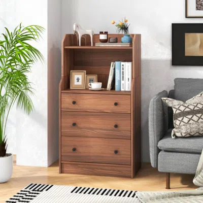 Hivvago Modern Storage Dresser With Anti-toppling Device-walnut In Brown