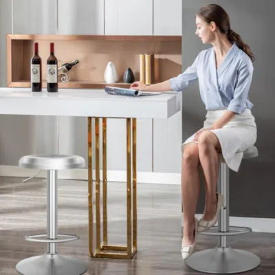 Hivvago Modern Swivel Adjustable Height Bar Stool With Footrest For Pub Bistro Kitchen Dining-1 Piece In Blue